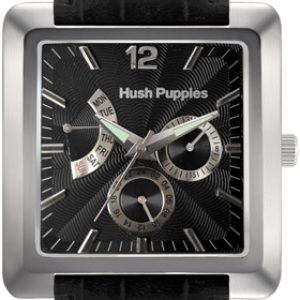 Hush Puppies Mens WATCH – Black Leather – One Size