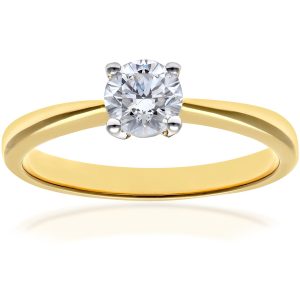 Diamant L’Eternel Womens Engagement Ring, 18ct Yellow Gold IJ/I Round Brilliant Certified Diamond 0.50ct Weight – Size O
