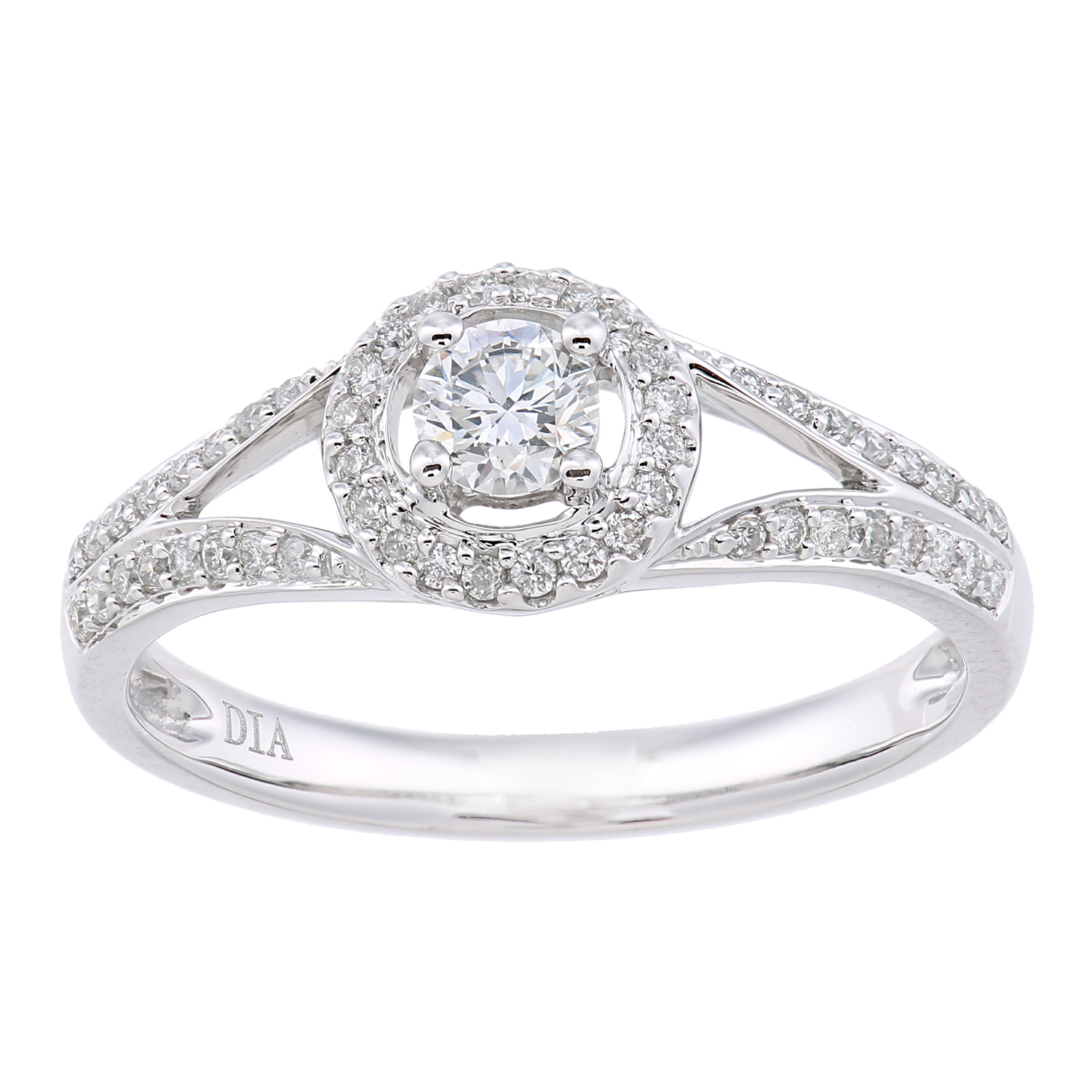 Diamant L'Eternel Womens 18ct White Gold 0.41ct Diamond Cluster Ring - Size O