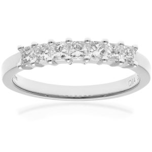 Diamant L’Eternel Womens Platinum 1/2 Carat Certified J/I Princess Cut Diamond Eternity Ring – Size K