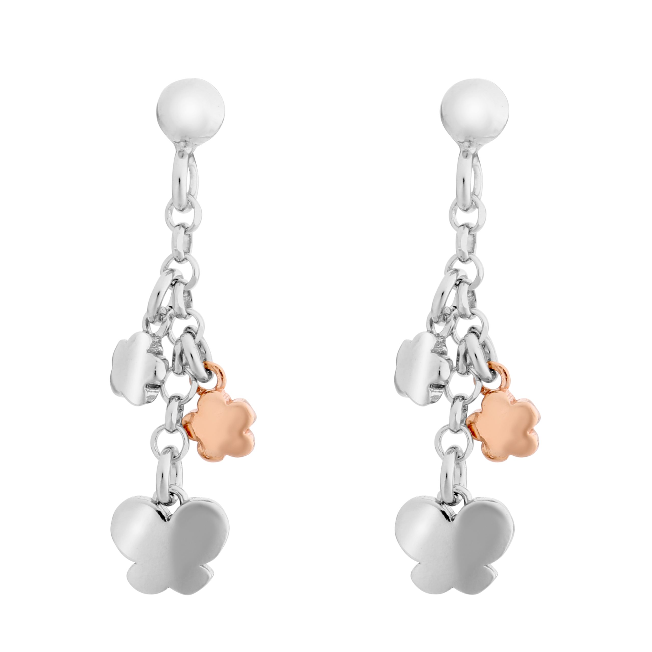 Orphelia 'Lorelei' WoMens 925 Sterling Silver Drop Earrings - Silver/Rose ZO-7386 - Silver & Rose Gold - One Size