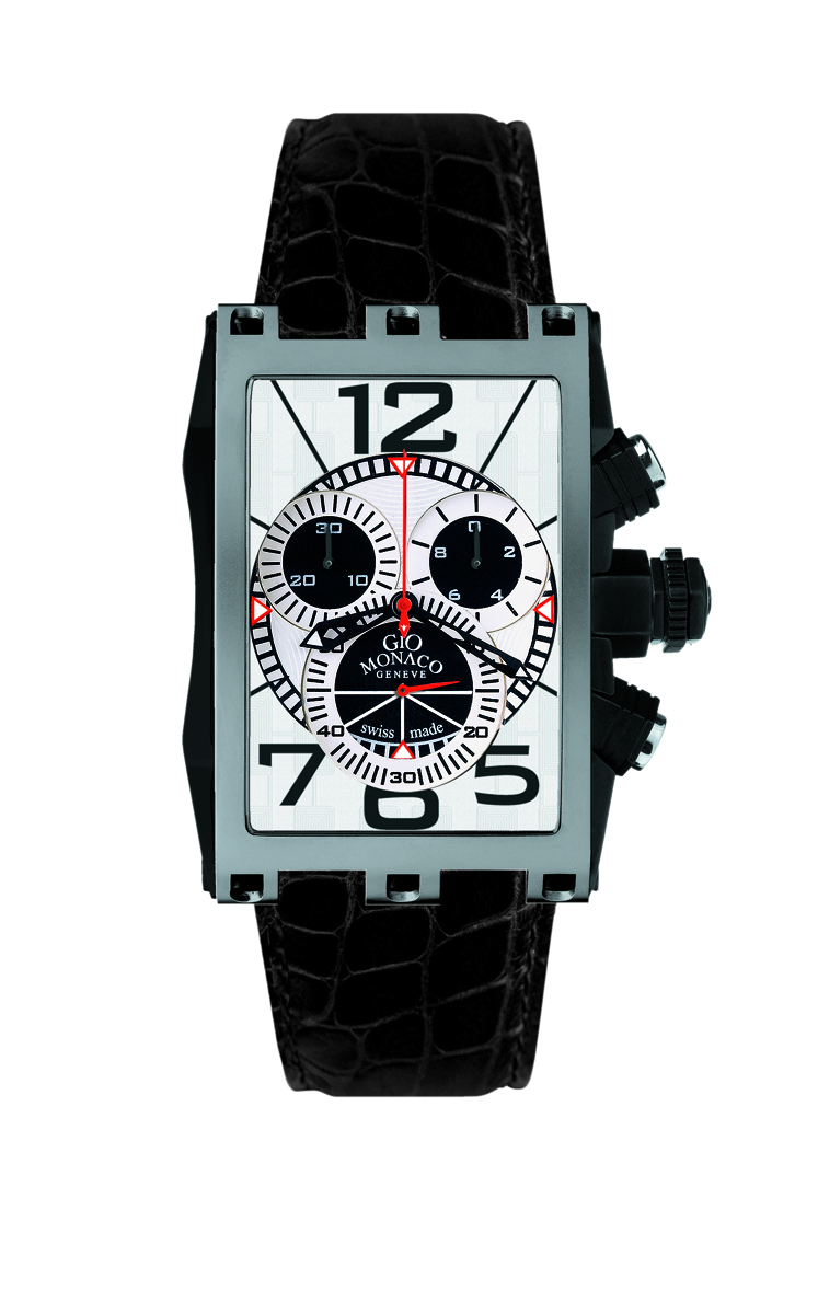 Gio Monaco : Mens Mac V Silver Watch - Black - One Size