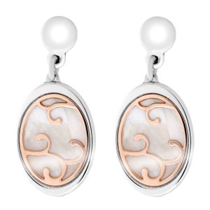Orphelia ‘Jarina’ WoMens 925 Sterling Silver Drop Earrings – Silver/Rose ZO-7165 – Silver & Rose Gold – One Size