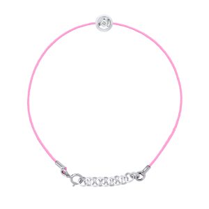 Diadema Womens – Bracelet – Pink Nylon – Real Diamond – White – One Size