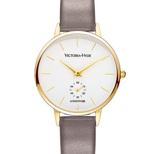 Victoria Hyde London Luxury WoMens Watch with Second Hand Design – Grey/Brown Stainless Steel – One Size