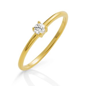 Orphelia ‘Solitaire’ WoMens 925 Sterling Silver Ring – Gold ZR-7527/G – Size L