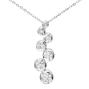 Diamant L’Eternel Womens 9ct White Gold 0.33ct 7-Stone Diamond Pendant and Chain of 46cm – One Size