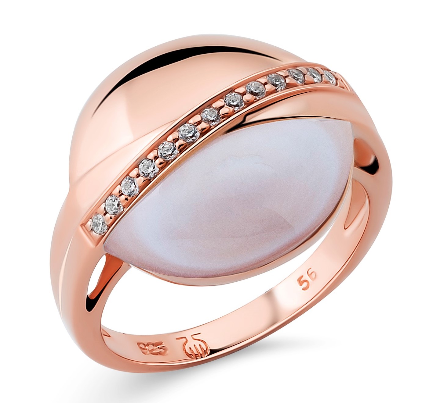 Orphelia WoMens 925 Sterling Silver Ring - Rose ZR-7506/RG - Size N
