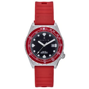 Nautis Mens Baltic Strap Watch w/Date – Maroon Stainless Steel – One Size