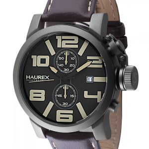 Haurex Italy :turbina mens black watch – Brown Leather – One Size