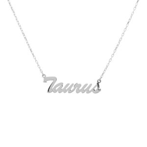 Latelita Womens Zodiac Star Sign Name Necklace Silver Taurus – Yellow Sterling Silver – One Size