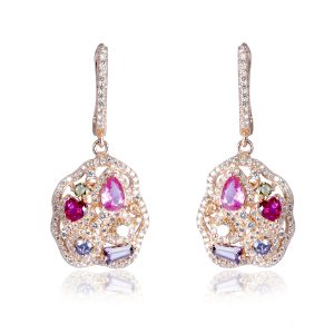 Orphelia ‘Marosetti’ WoMens 925 Sterling Silver Drop Earrings – Rose ZO-7427/RG – One Size