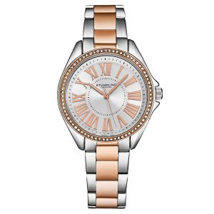 Stührling Womens The Dynasty 4025 Japanese Quartz Crystal Bezel 40mm Watch – Rose – One Size