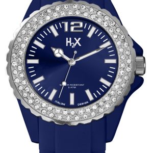 Hourex H2X WoMens SS382DB1 Reef Stones Luminous Water Resistant Blue Soft Rubber Watch – One Size