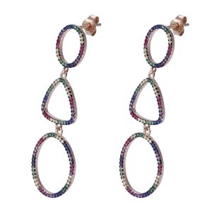 Orphelia ‘Aura’ WoMens 925 Sterling Silver Drop Earrings – Rose ZO-7461 – One Size