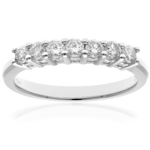 Diamant L’Eternel Womens Eternity Ring, 18ct White Gold IJ/I Round Brilliant Certified Diamond 0.50ct Weight – Size K