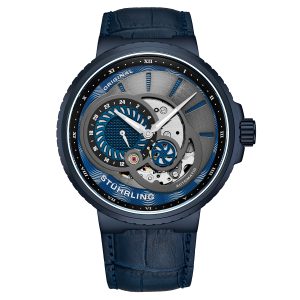 Stührling Mens Grey and Blue Automatic 45mm Skeleton – One Size