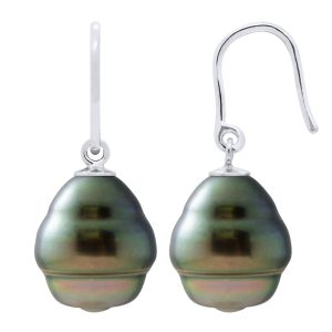 Diadema Womens – Earrings  Silver and Real Tahitian Pearls – Natural – One Size