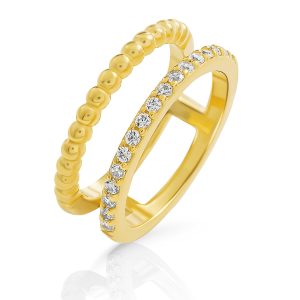 Orphelia ‘Chic’ WoMens 925 Sterling Silver Ring – Gold ZR-7537/G – Size N