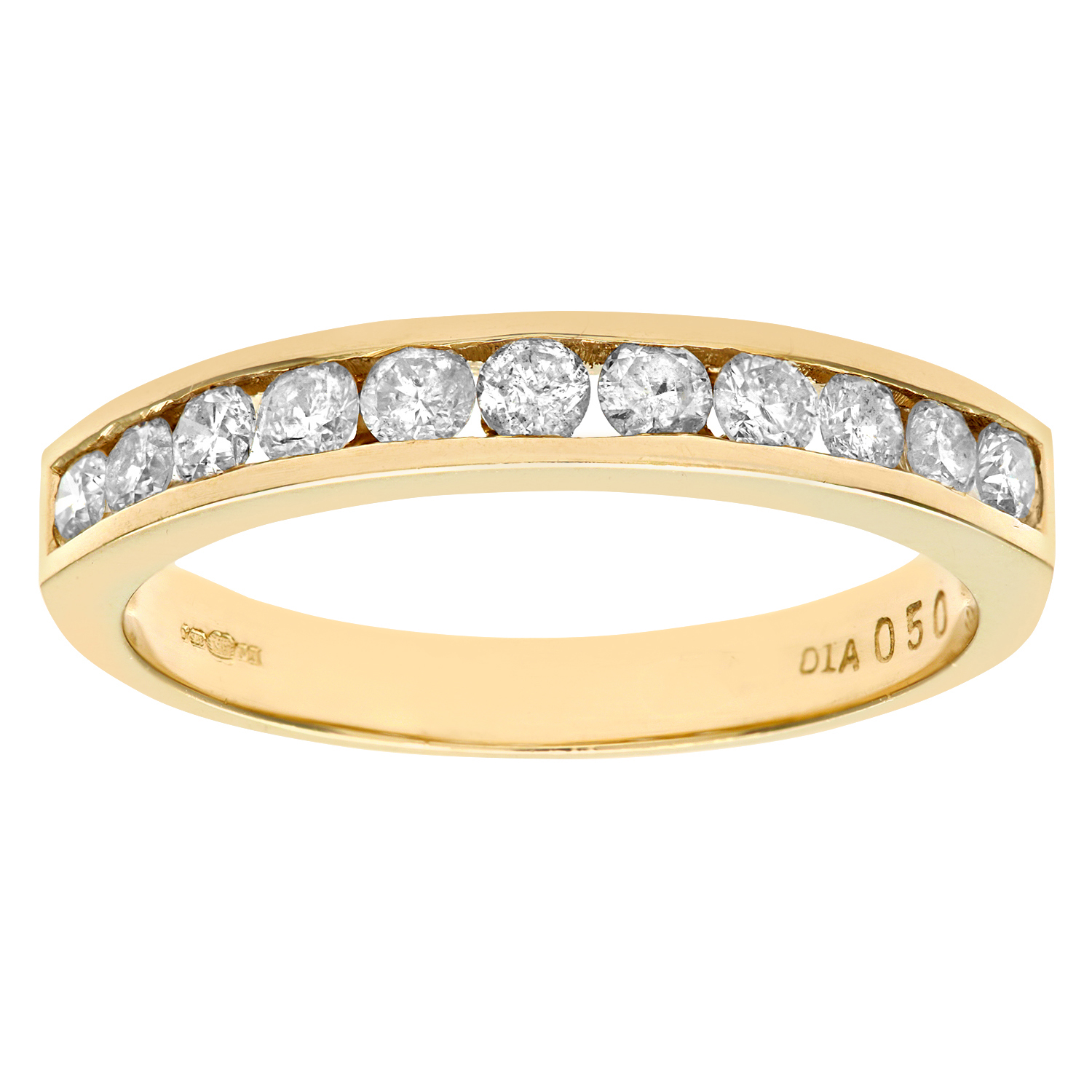 Diamant L'Eternel Womens 9ct Yellow Gold Diamond Channel Set Eternity Ladies Ring - Size T