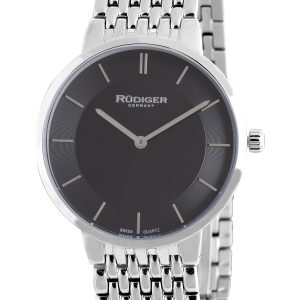 Rudiger : kassel Mens black watch.. – Silver Stainless Steel – One Size