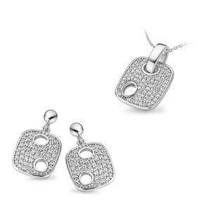 Orphelia WoMens 925 Sterling Silver Set: Chain-Pendant + Earrings – SET-5098 – One Size