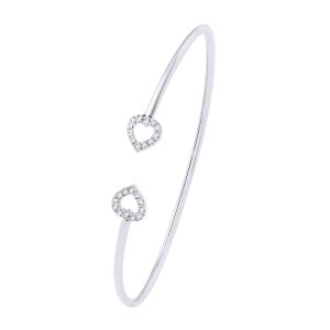 Diadema Womens – Bracelet – Prestige Jewelery – Heart Diamonds – White Gold – One Size