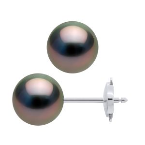 Diadema Womens – Earrings  White Gold and Real Tahitian Pearls – Natural – One Size