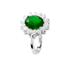 Diadema Womens – Ring – Pure White Collection – Green Sterling Silver – One Size