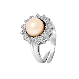 Diadema Womens – Prestige Ring with Freshwater Pearl – Pure White Collection Silver Sterling – One Size