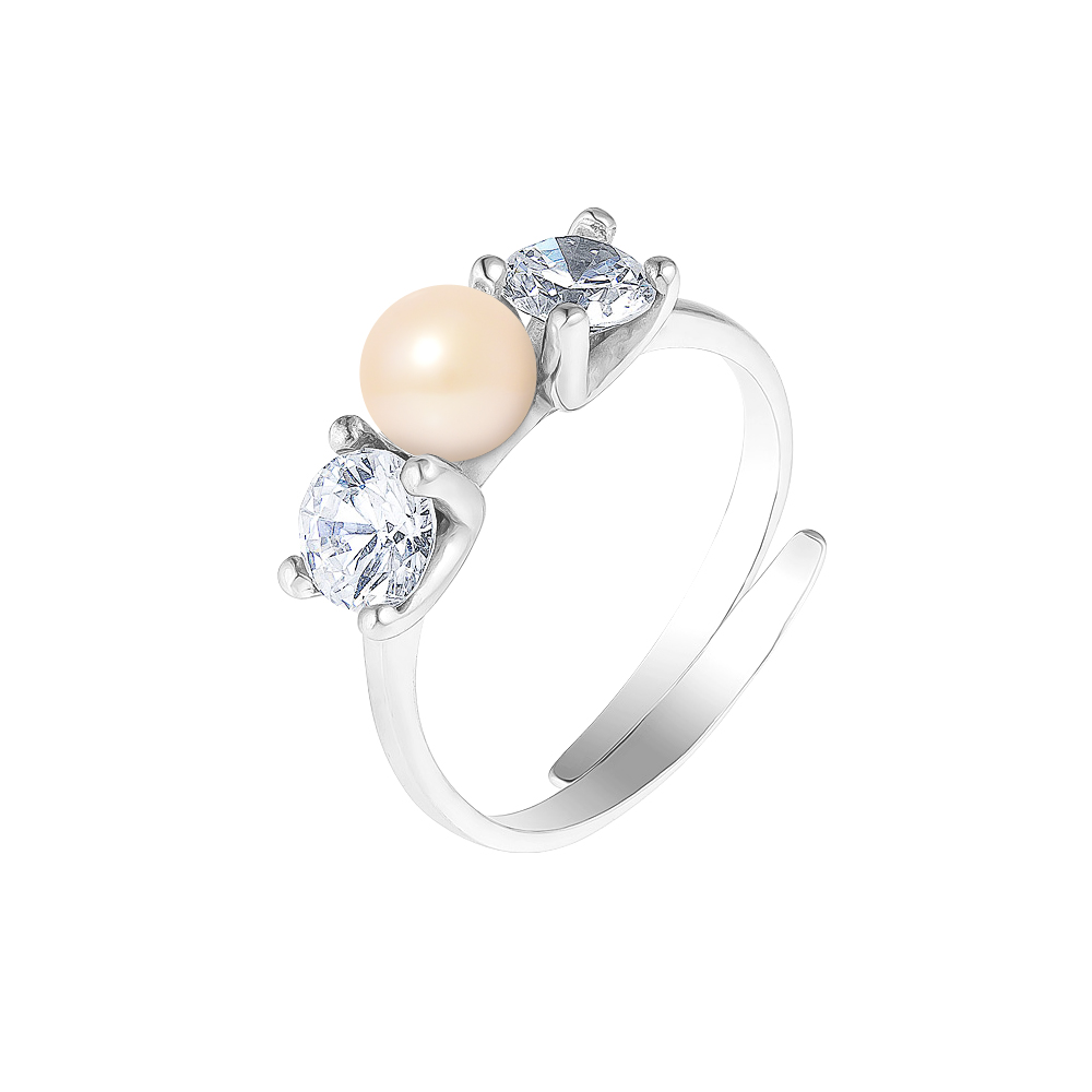 Diadema Womens - Massive Ring with Freshwater Pearl - Pure White Collection Silver Sterling - One Size