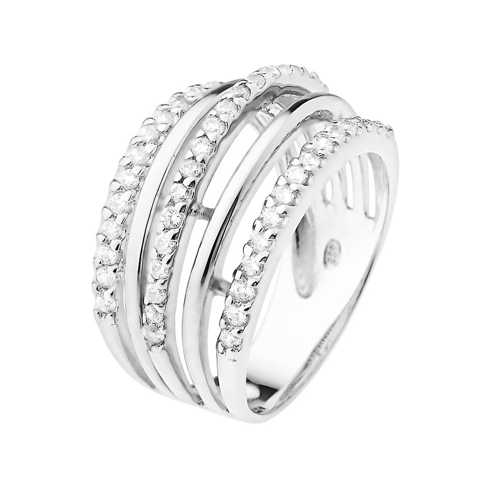 Diadema Womens - Ring - Swarovski HeartCollection Silver Sterling - Size O 1/2
