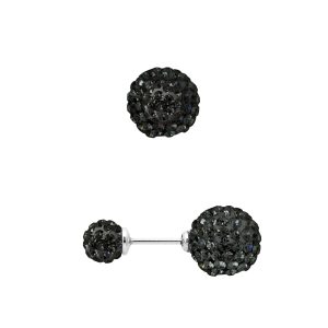 Diadema Womens – Earrings Black Night – Crystal – Collection Pearl Silver Sterling – One Size