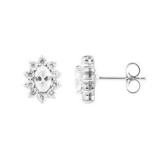 Diadema Womens – Earrings  Crystal – Collection Pearl Silver Sterling – One Size