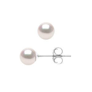 Diadema Womens – Earrings  True Japanese Akoya Cultured Pearl – Quality AA+ – White – One Size