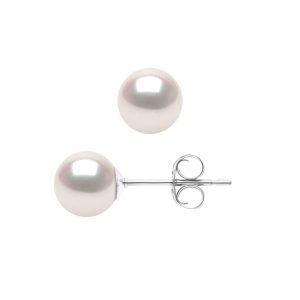 Diadema Womens – Earrings  True Japanese Akoya Cultured Pearl – Quality AA+ – White – One Size