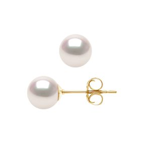 Diadema Womens – Earrings  True Japanese Akoya Cultured Pearl – Quality AA+ – White – One Size
