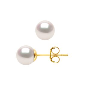 Diadema Womens – Earrings  True Japanese Akoya Cultured Pearl – Quality AA+ – White – One Size