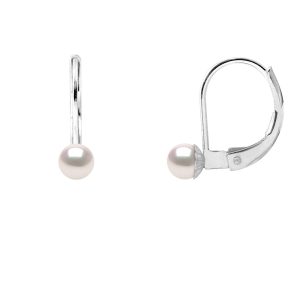 Diadema Womens – Earrings  True Japanese Akoya Cultured Pearl – Quality AA+ – White – One Size