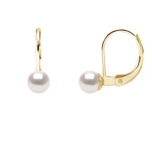 Diadema Womens – Earrings  True Japanese Akoya Cultured Pearl – Quality AA+ – White – One Size