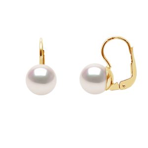 Diadema Womens – Earrings  True Japanese Akoya Cultured Pearl – Quality AA+ – White – One Size