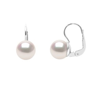 Diadema Womens – Earrings  True Japanese Akoya Cultured Pearl – Quality AA+ – White – One Size