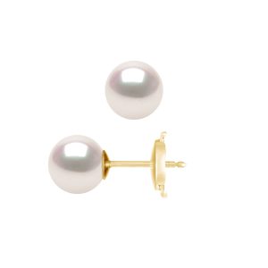 Diadema Womens – Earrings  True Japanese Akoya Cultured Pearl – Quality AA+ – White – One Size
