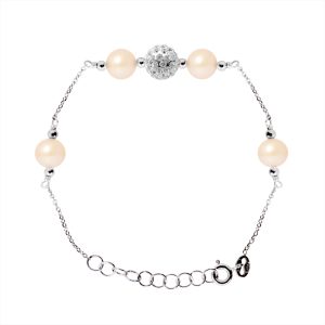 Diadema Womens – Bracelet Freshwater Pearls – Love Jewelry Collection Silver Sterling – One Size