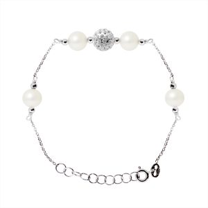 Diadema Womens – Bracelet Freshwater Pearls – Love Jewelry Collection Silver Sterling – One Size