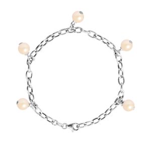 Diadema Womens – Bracelet Freshwater Pearls – Love Jewelry Collection Silver Sterling – One Size