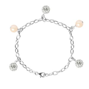 Diadema Womens – Bracelet Freshwater Pearls – Love Jewelry Collection Silver Sterling – One Size