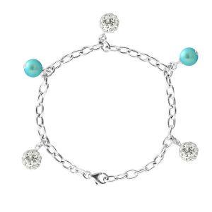 Diadema Womens – Bracelet Freshwater Pearls – Love Jewelry Collection Silver Sterling – One Size