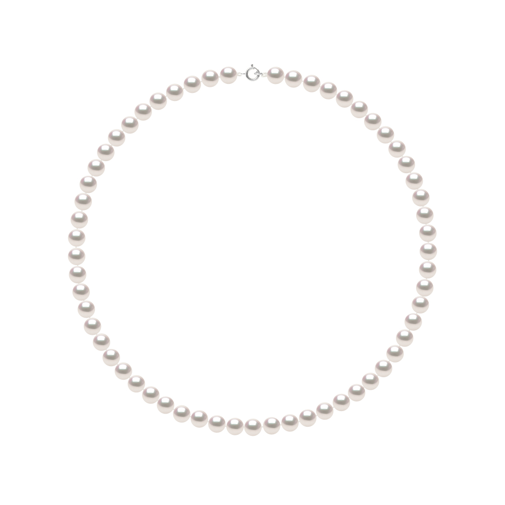 Diadema Womens - Necklace - True Japanese Akoya Cultured Pearl - Quality AA+ - White - Size 16.5 inches
