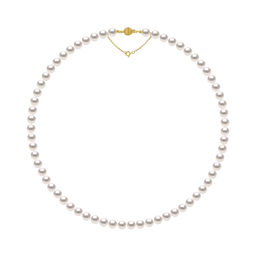 Diadema Womens - Necklace - True Japanese Akoya Cultured Pearl - Quality AA+ - White - Size 18 cm